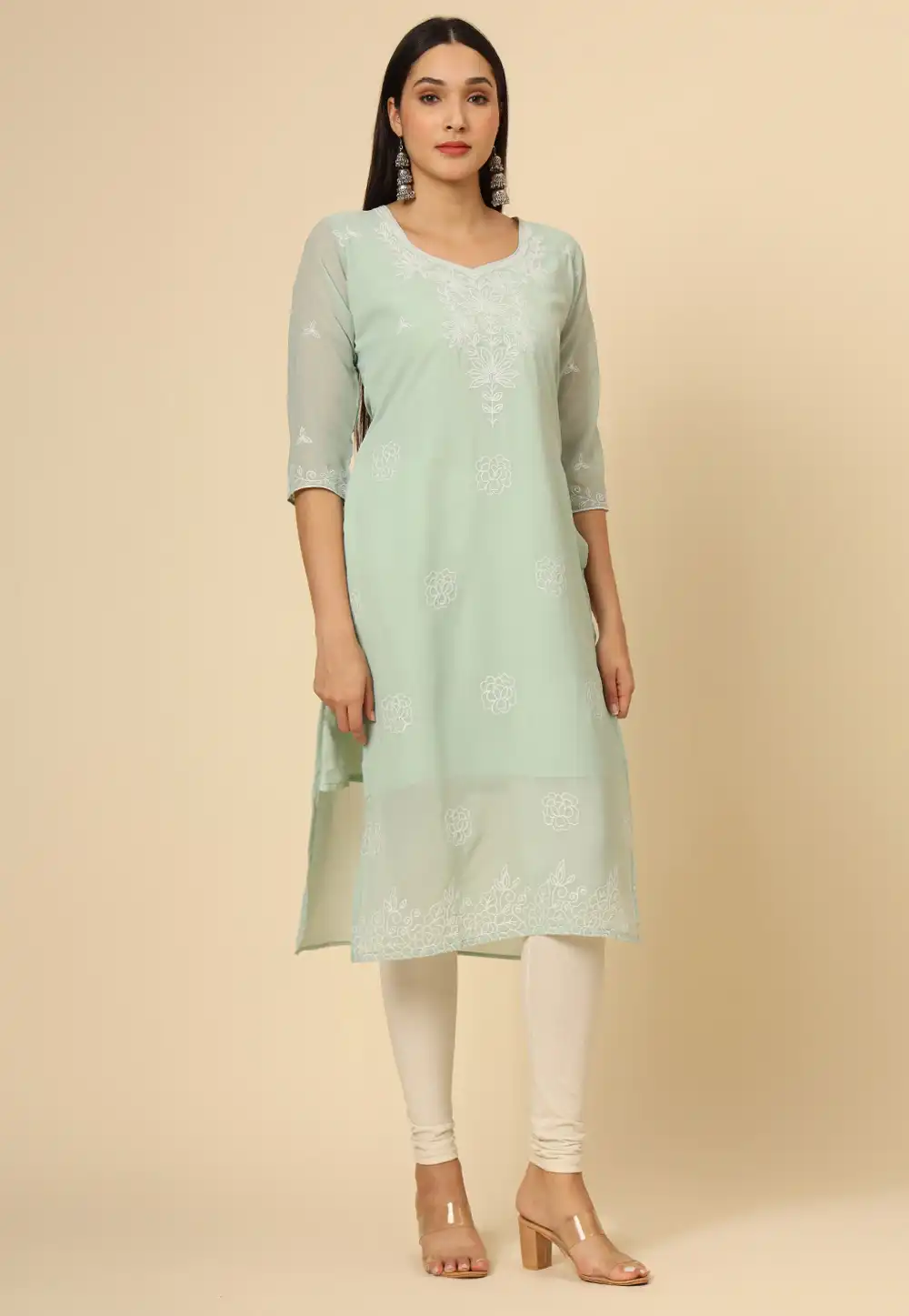 Sea Green Georgette Kurti 291541