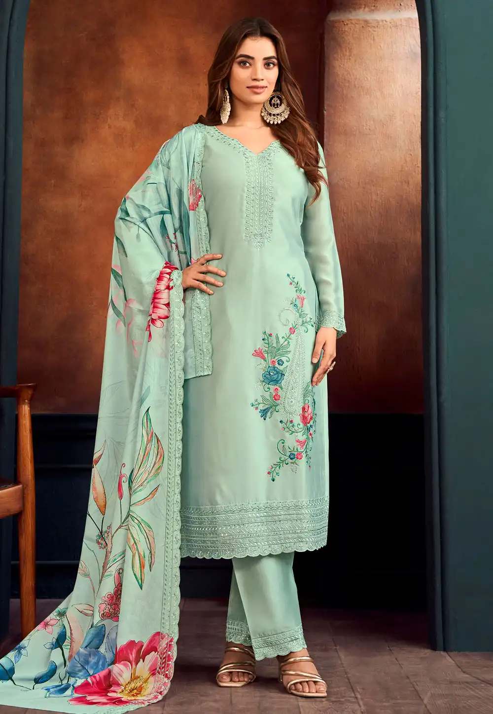 Sea Green Georgette Pakistani Suit 292474