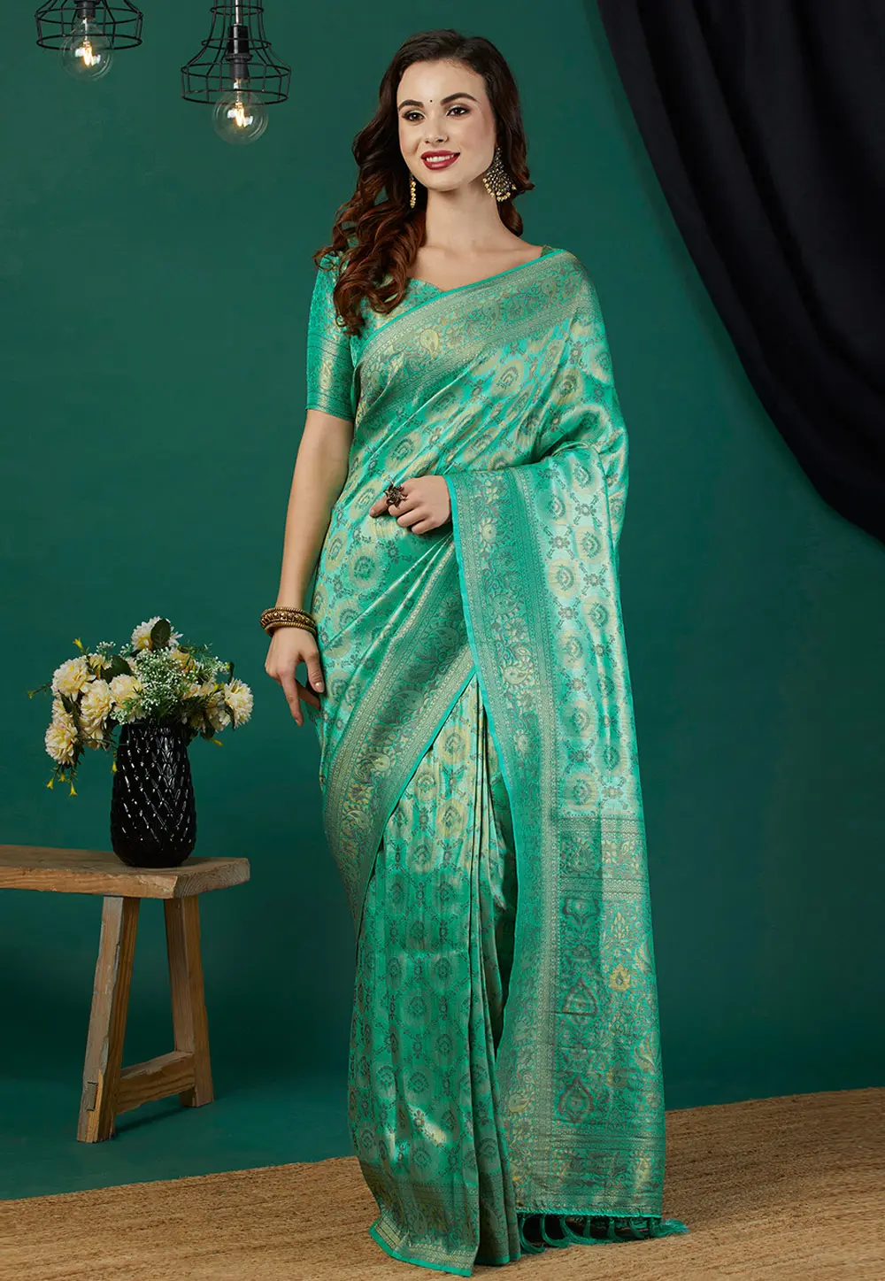 Sea Green Kanjivaram Silk Saree 298470