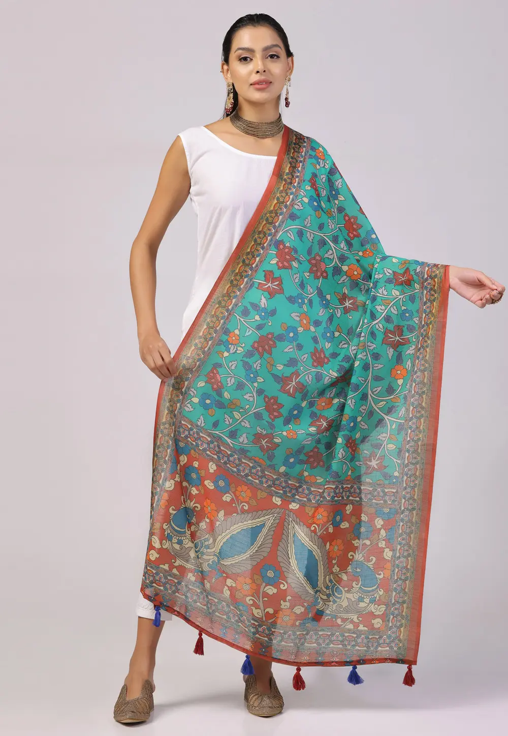 Sea Green Linen Dupatta 303718