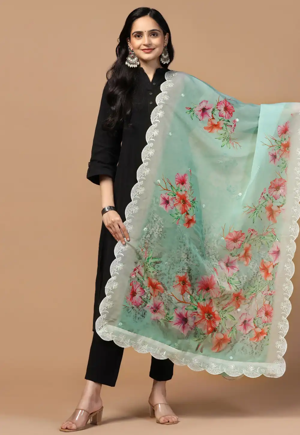 Sea Green Organza Dupatta 291730