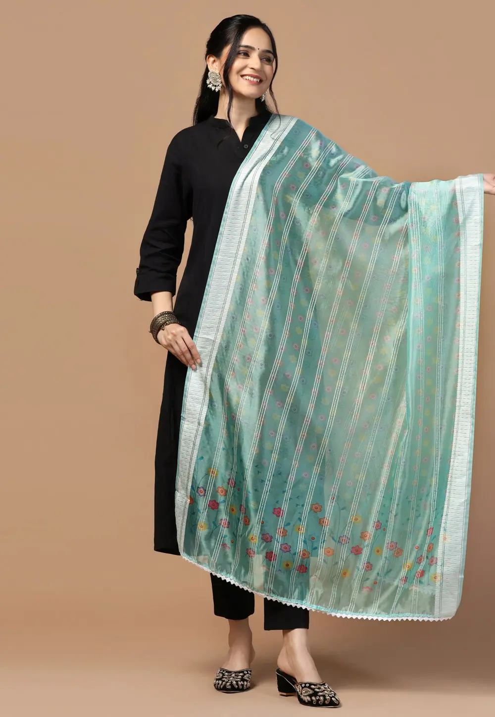 Sea Green Organza Dupatta 303705