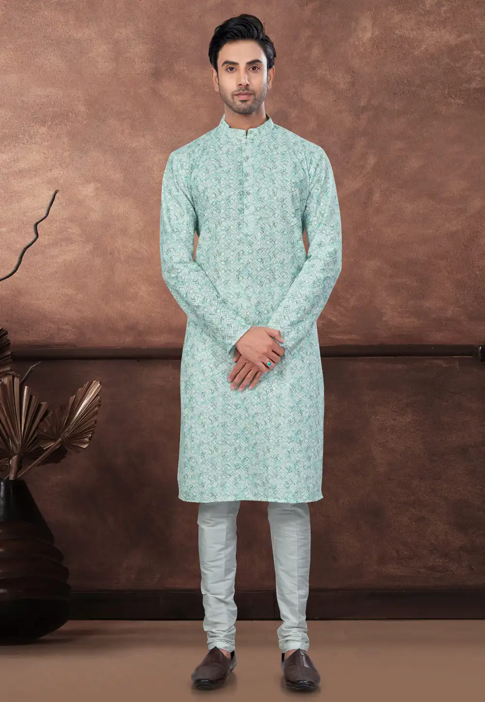 Sea Green Rayon Kurta Pajama 294612