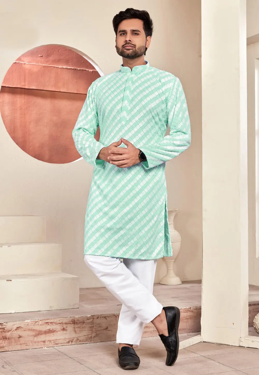 Sea Green Rayon Kurta Pajama 300449