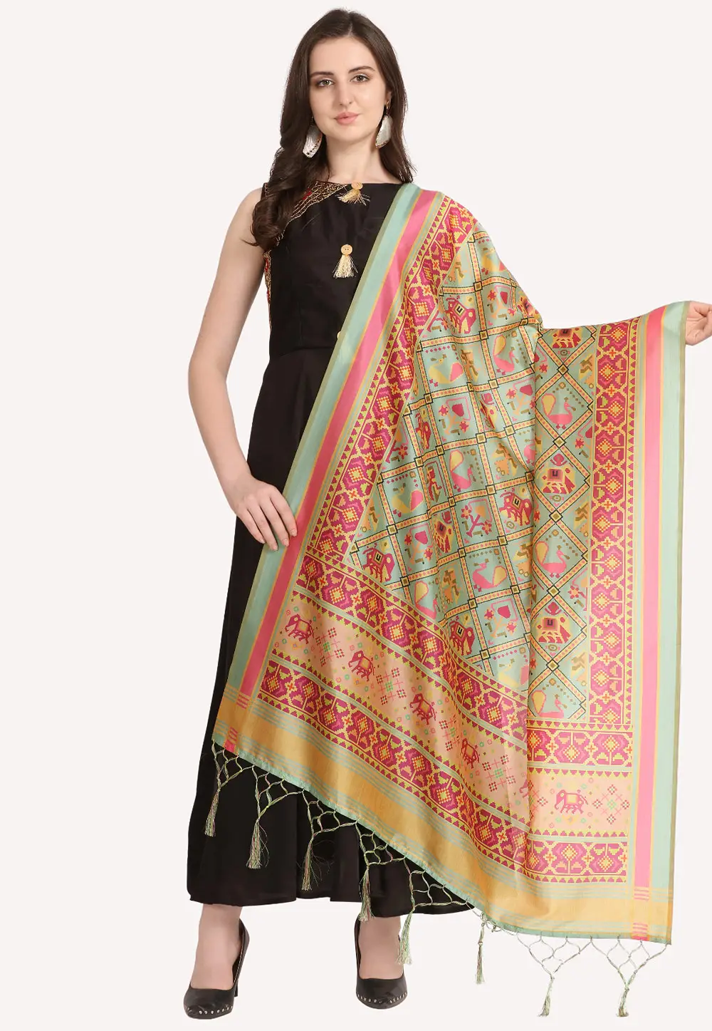 Sea Green Silk Dupatta 296481