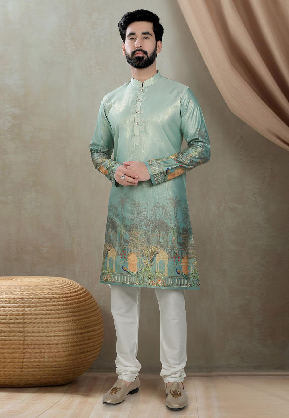 Sea Green Silk Kurta Pajama 310811