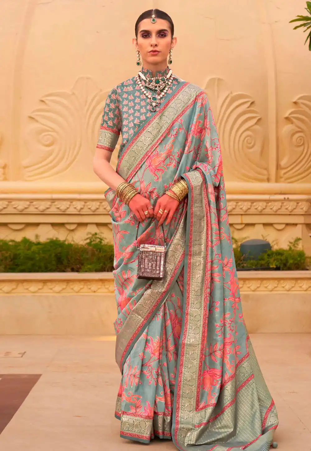 Sea Green Silk Saree With Blouse 291594