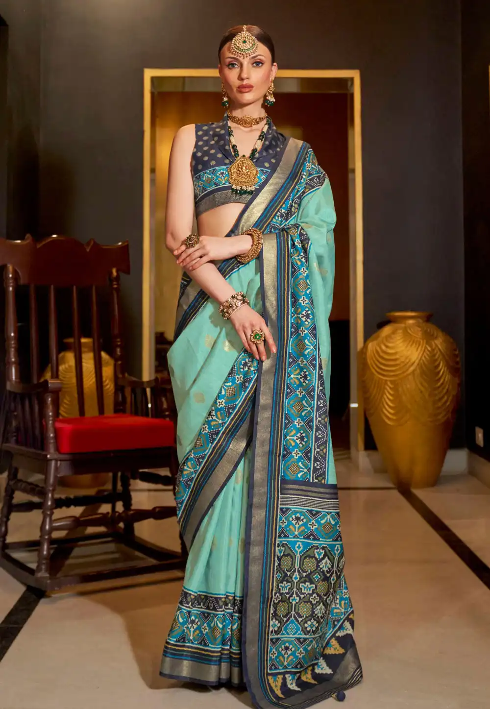 Sea Green Silk Saree With Blouse 292741