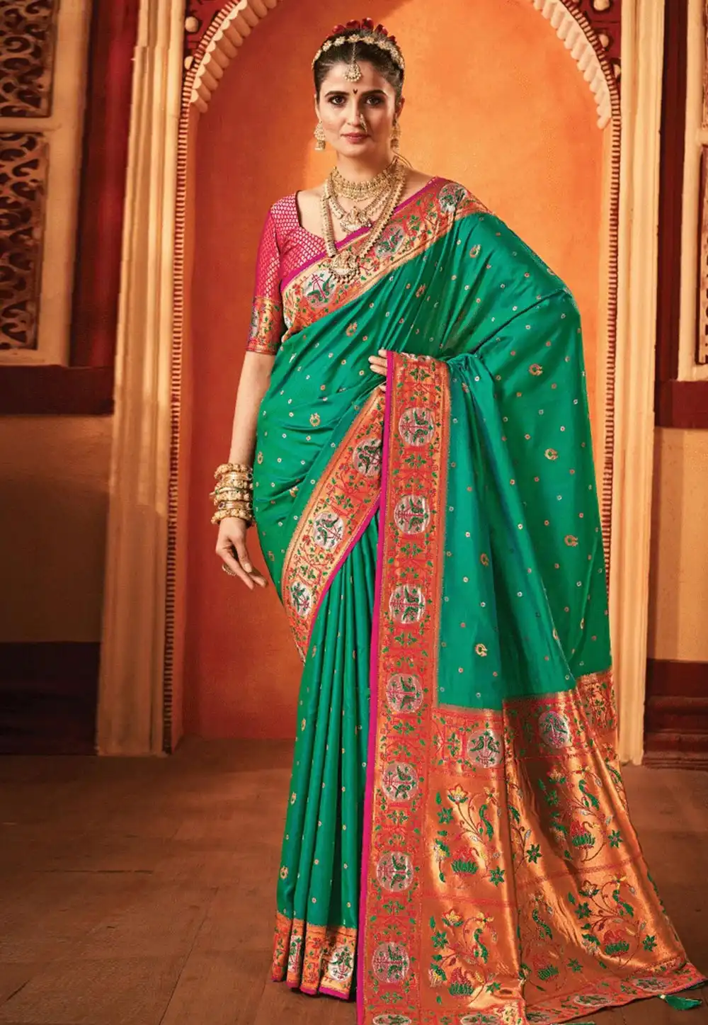 Sea Green Silk Saree With Blouse 288959