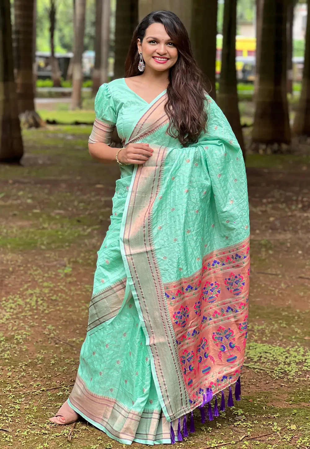 Sea Green Silk Saree With Blouse 295717