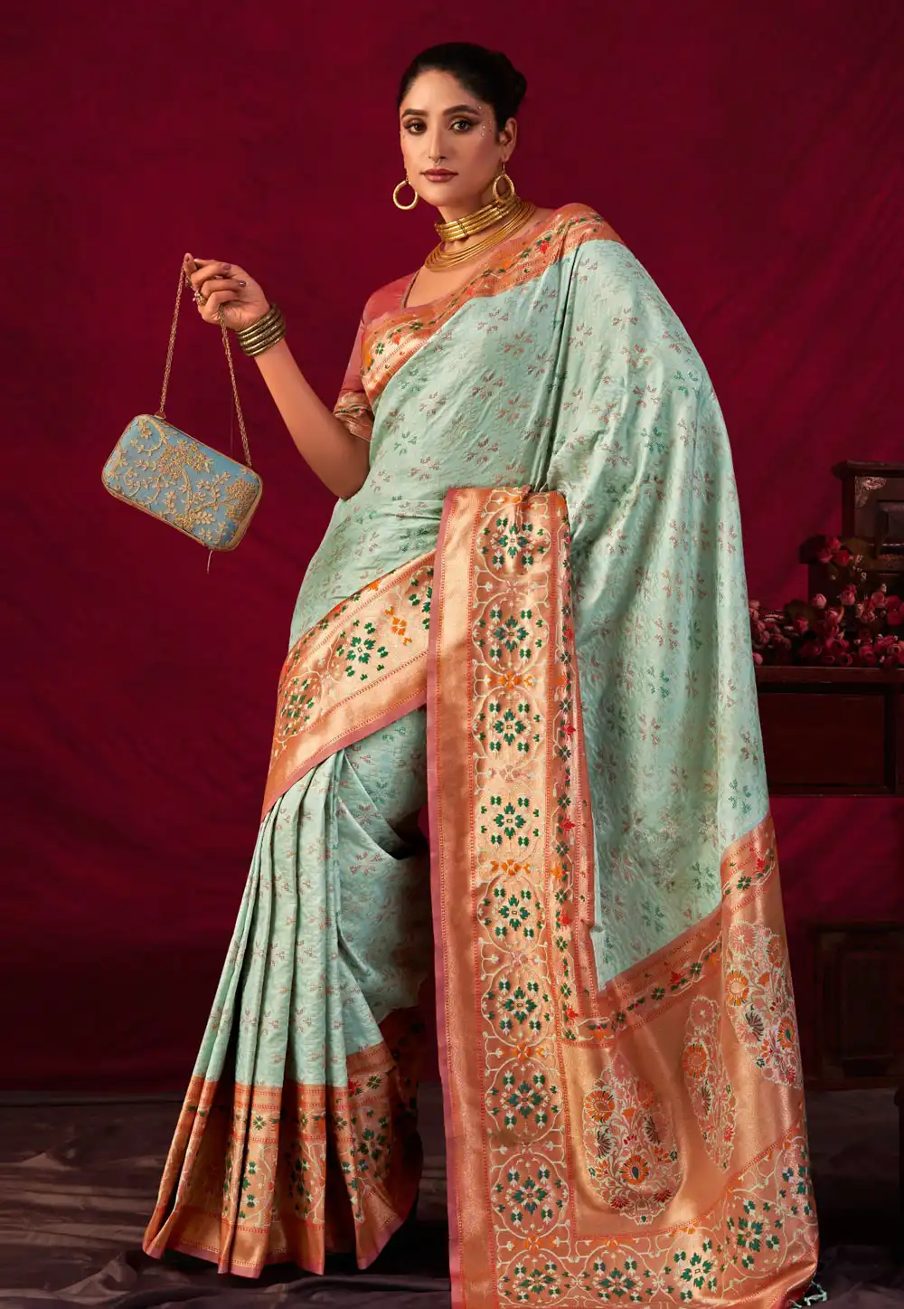 Sea Green Silk Saree With Blouse 290148