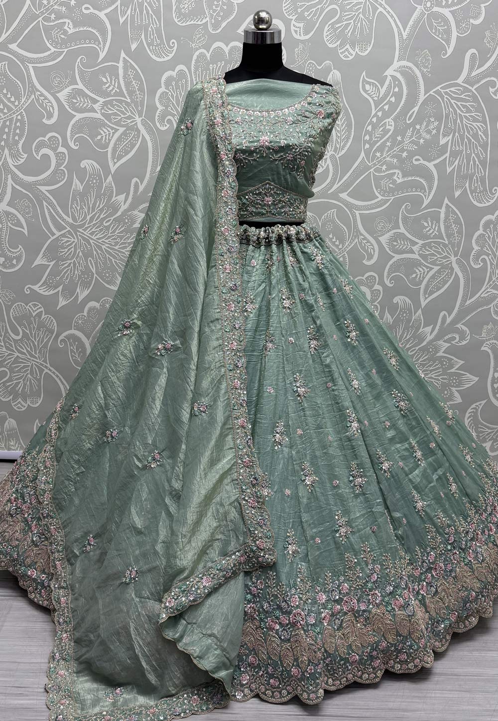 Sea Green Silk Wedding Lehenga Choli 305280