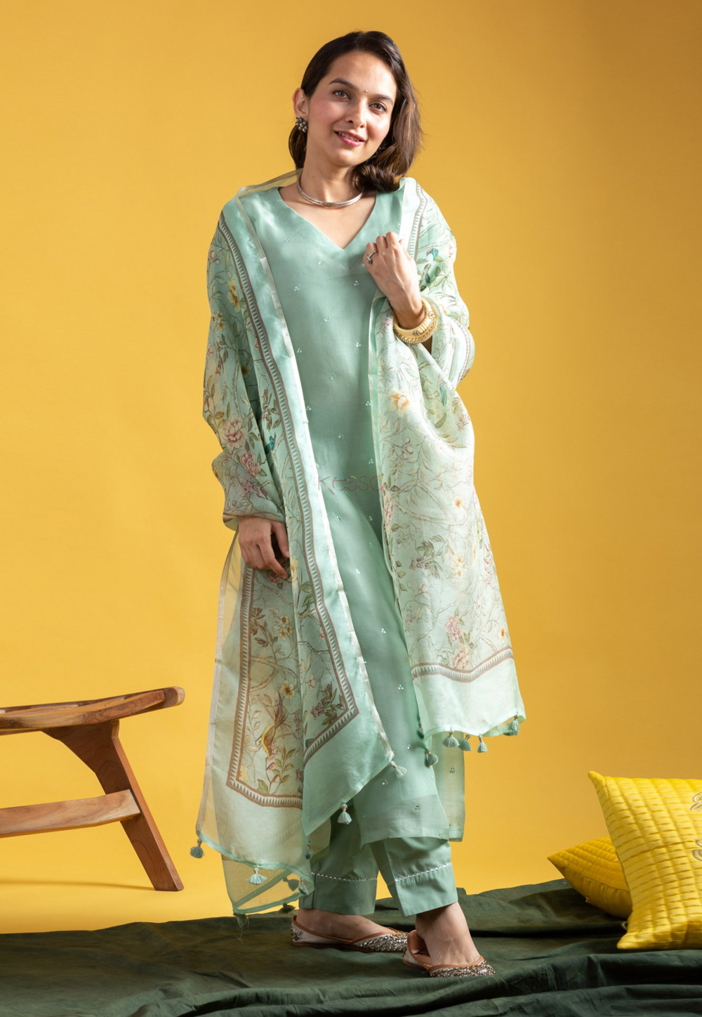 Sea Green Viscose Readymade Pakistani Suit 306331