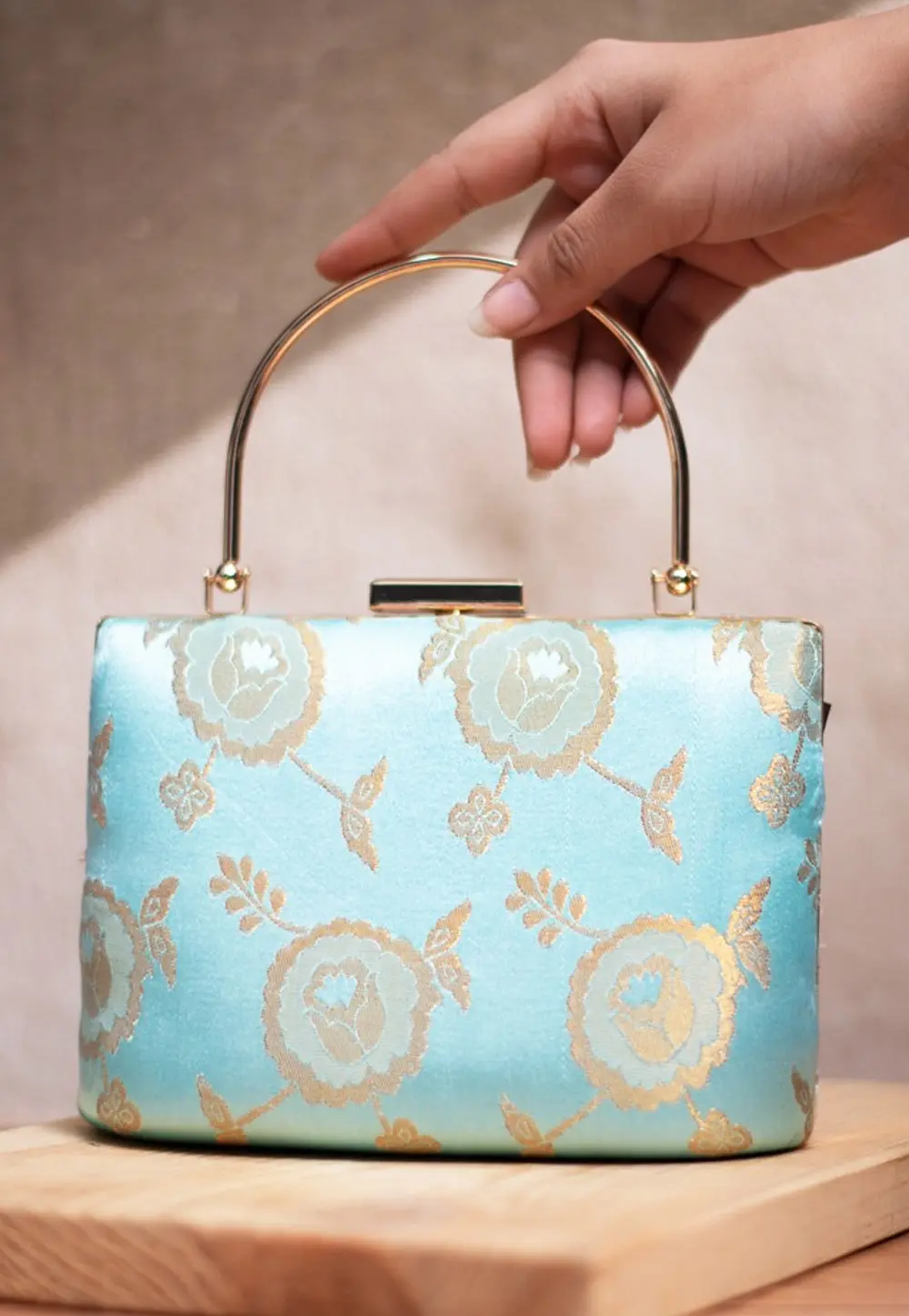 Sky Blue Art Silk Clutch 298990