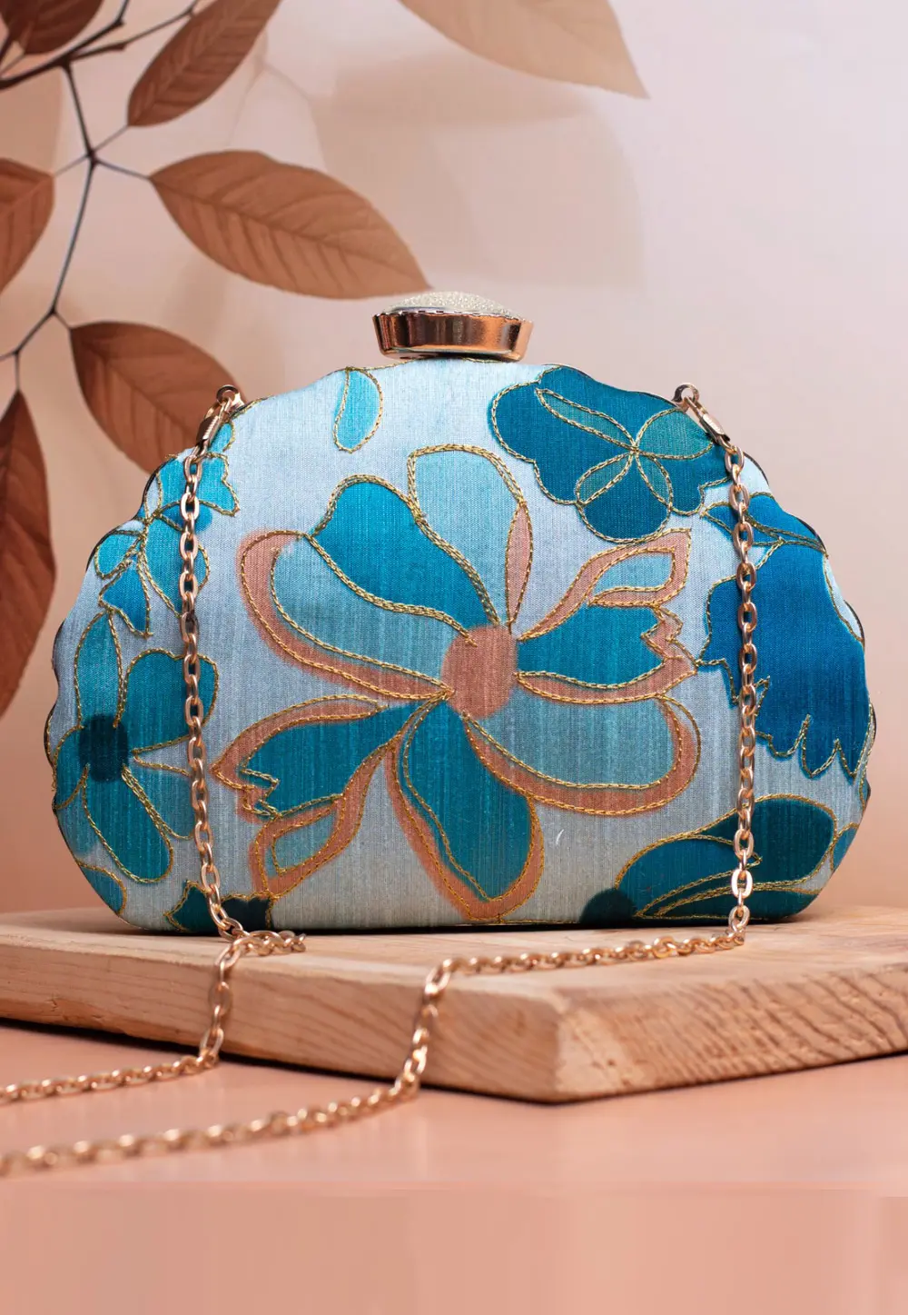 Sky Blue Art Silk Clutch 299362