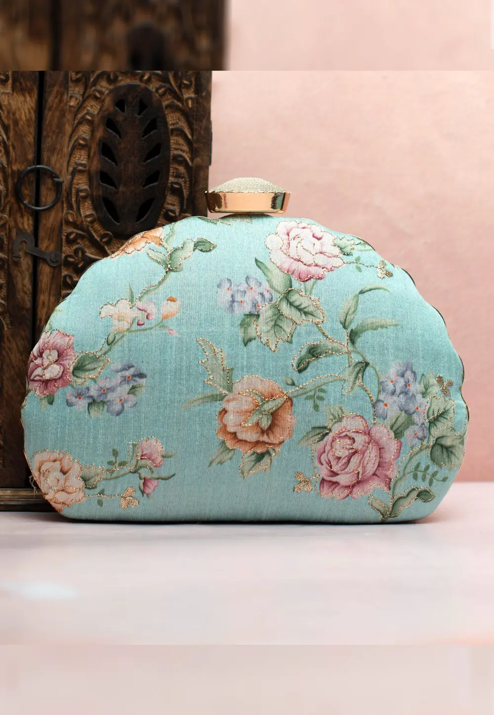 Sky Blue Art Silk Clutch 300642