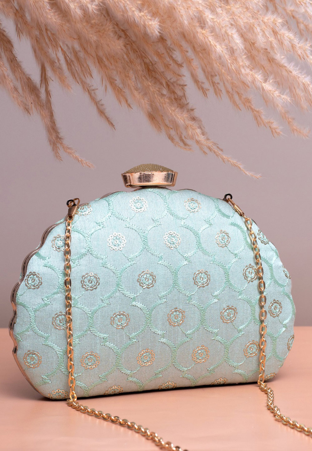 Sky Blue Art Silk Clutch 305953