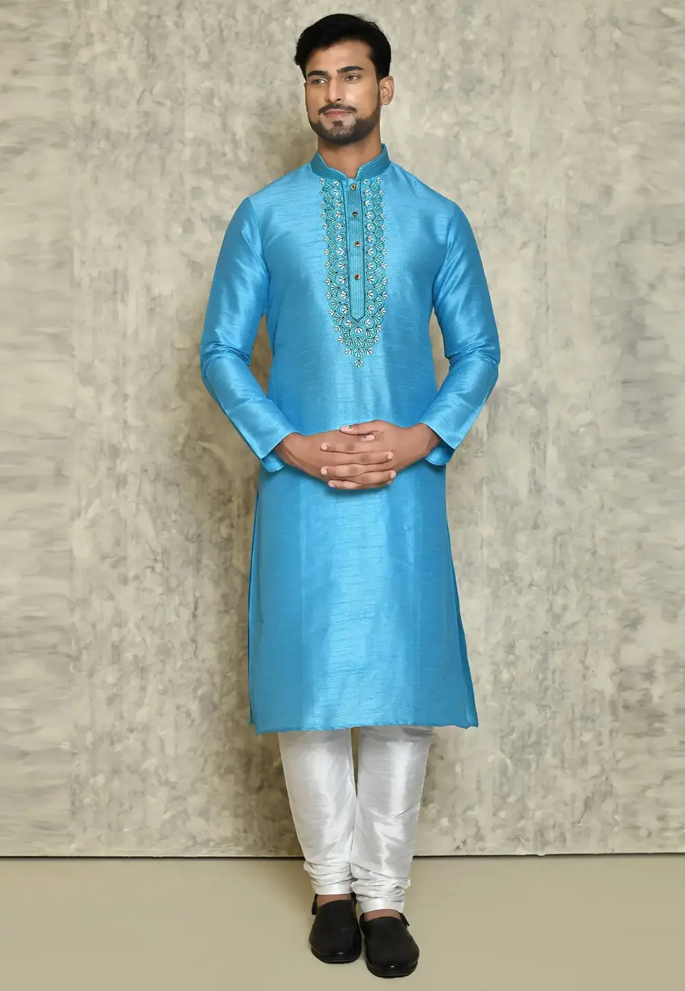 Sky Blue Art Silk Kurta Pajama 300680