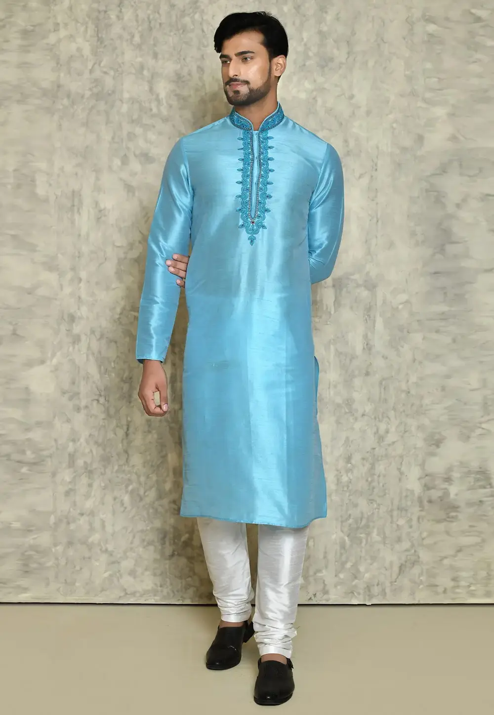 Sky Blue Art Silk Kurta Pajama 300682