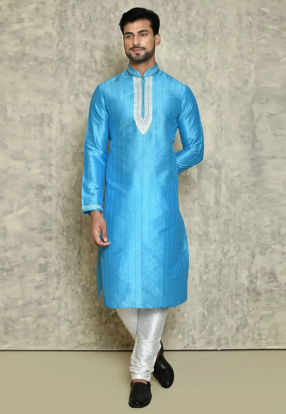 Sky Blue Art Silk Kurta Pajama 300683