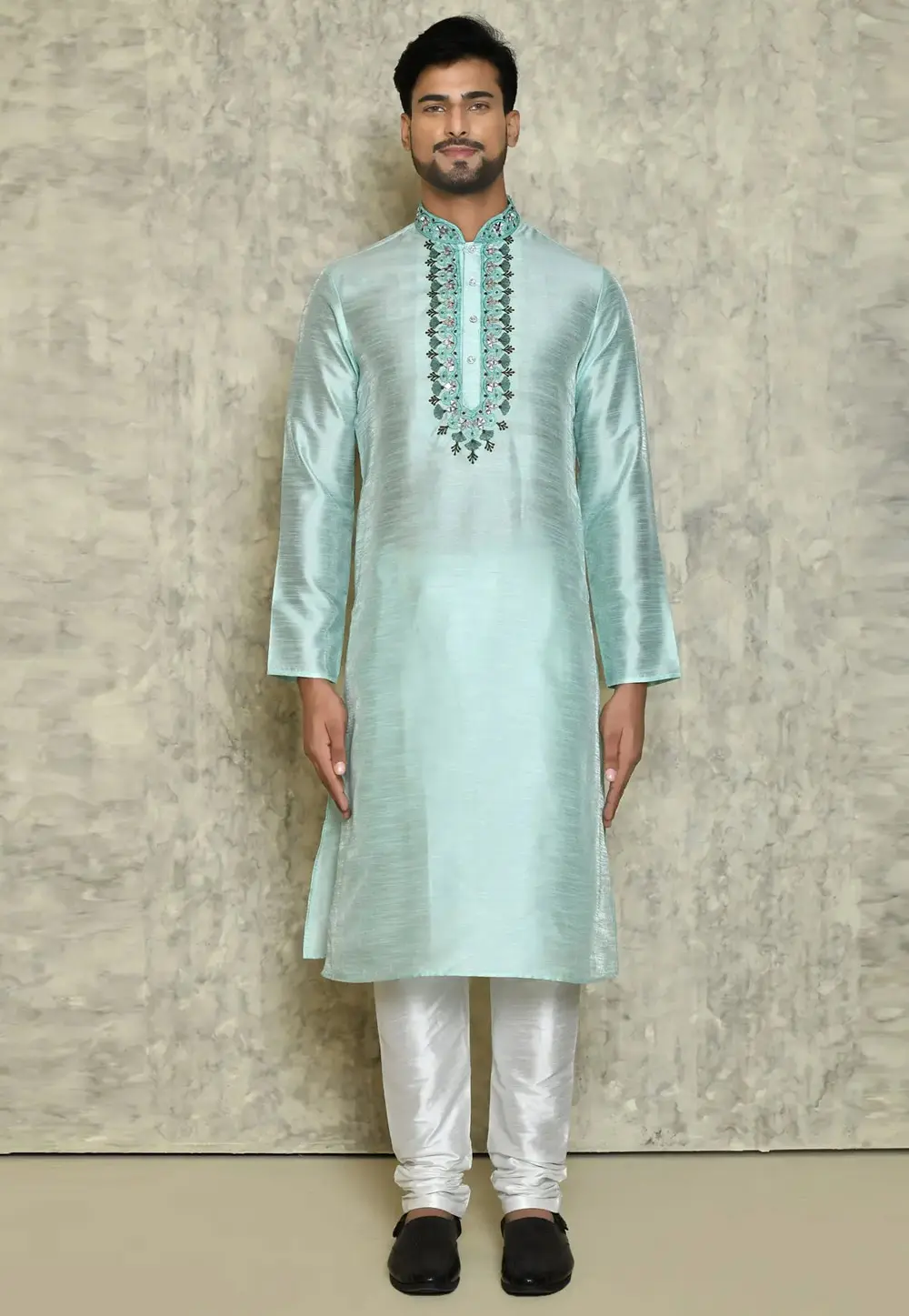 Sky Blue Art Silk Kurta Pajama 300689