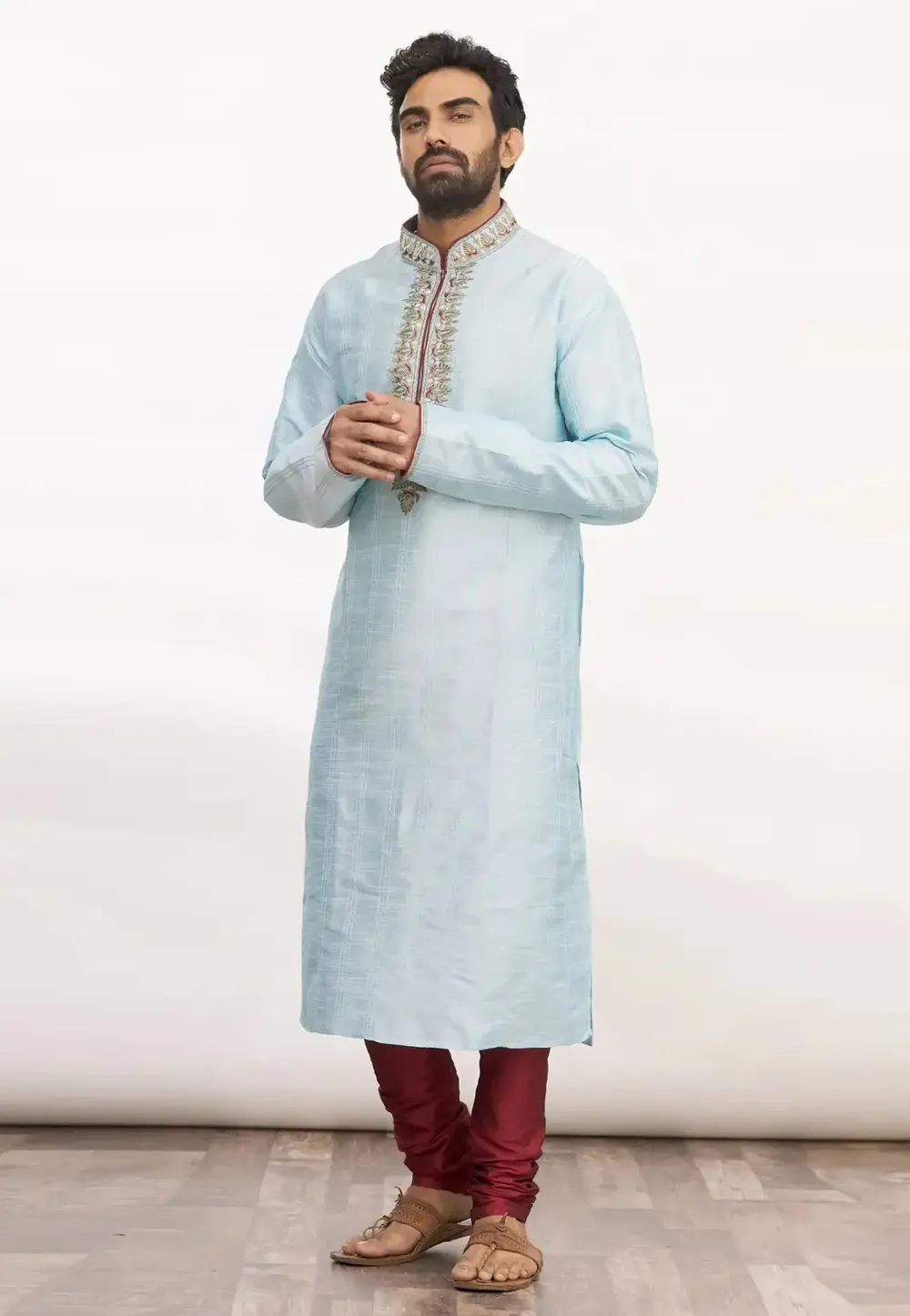 Sky Blue Art Silk Kurta Pajama 300702