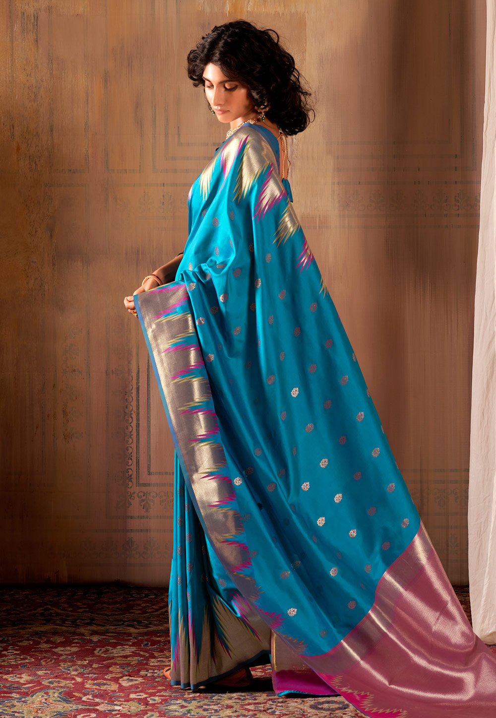 Sky Blue Banarasi Silk Saree With Blouse 285125