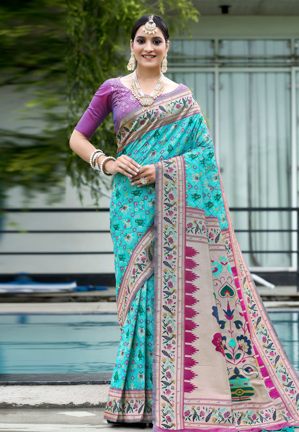 Sky Blue Banarasi Silk Saree With Blouse 278777