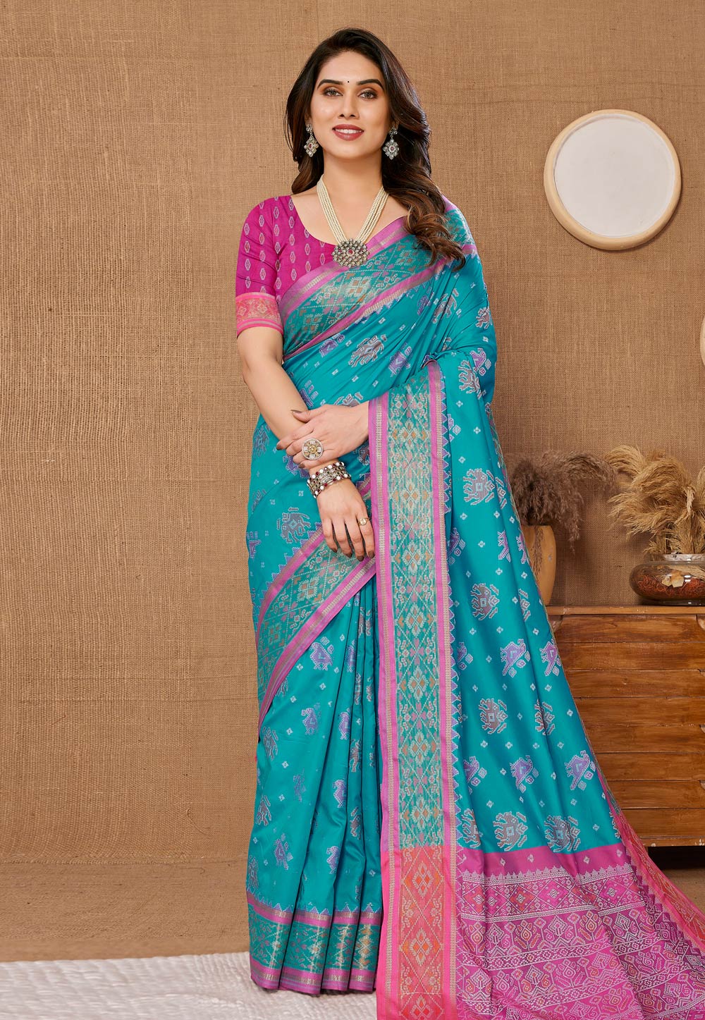 Sky Blue Banarasi Silk Saree With Blouse 285465