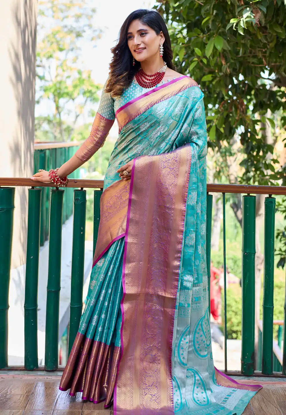 Sky Blue Banarasi Silk Saree With Blouse 289685