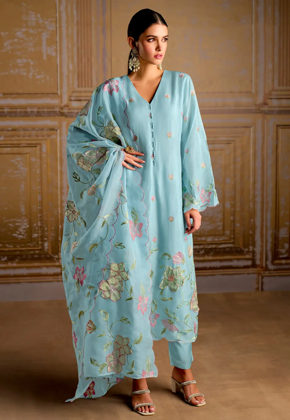 Sky Blue Bemberg Straight Suit 299307