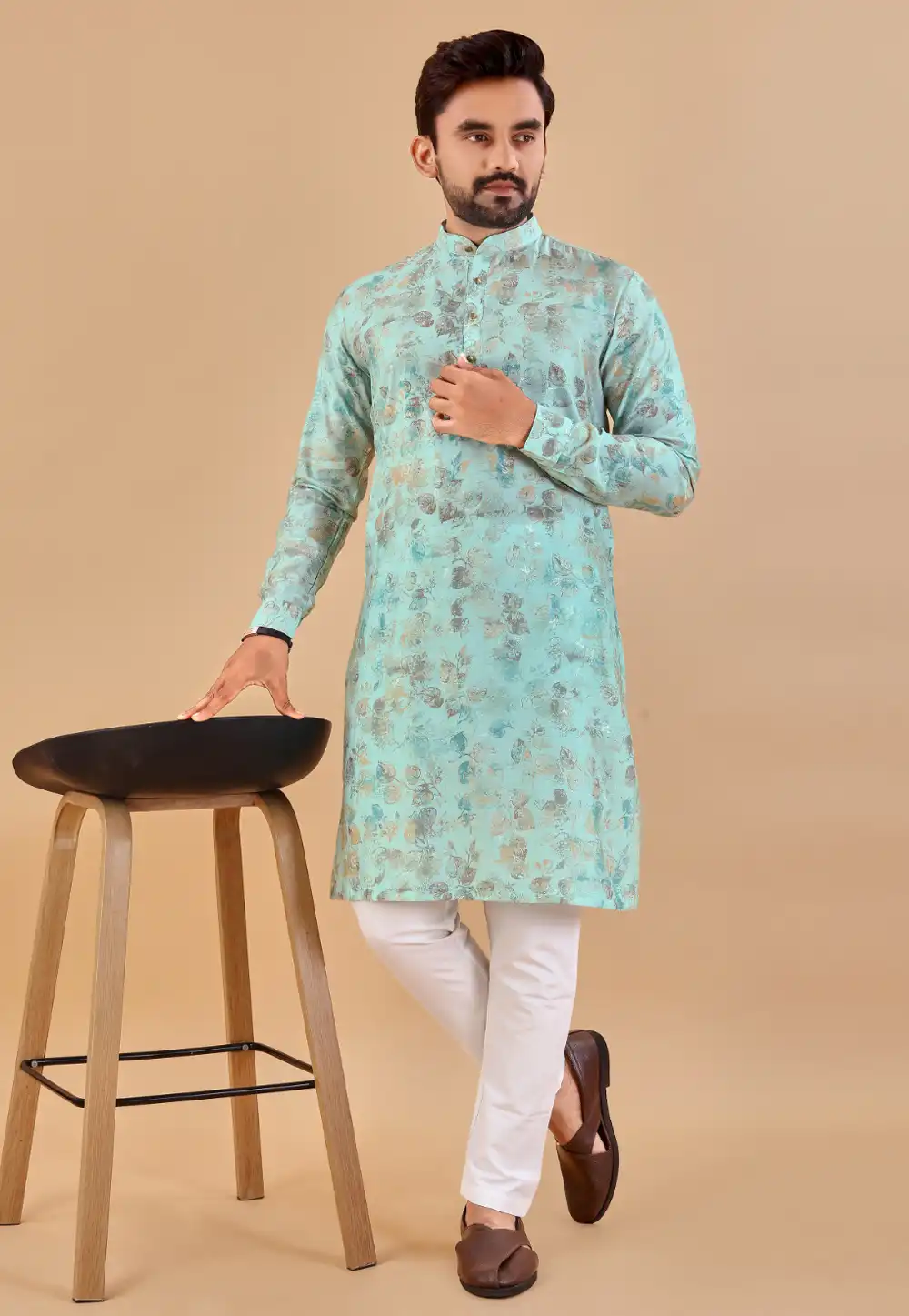 Sky Blue Cotton Kurta Pajama 290098