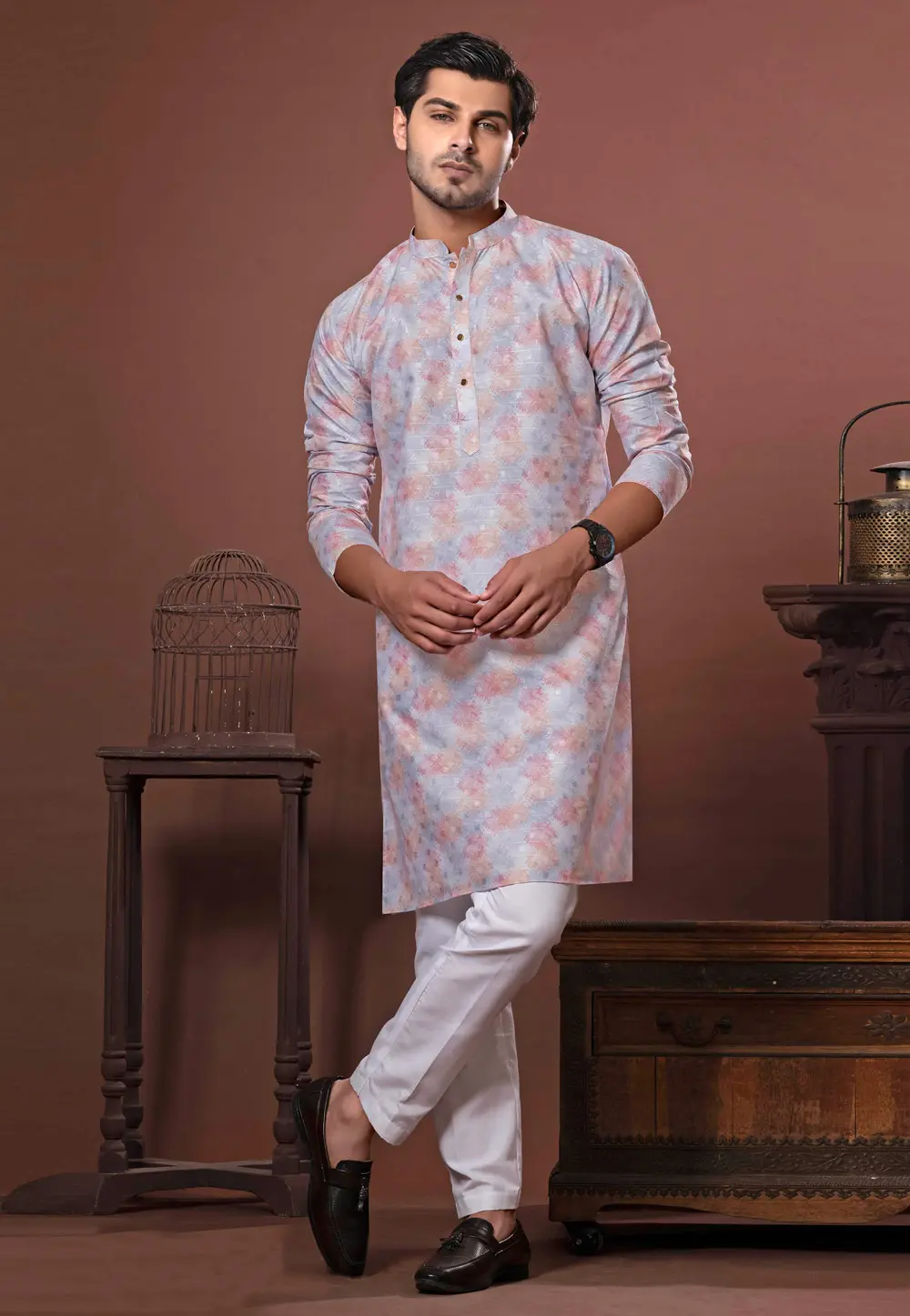 Sky Blue Cotton Kurta Pajama 302137