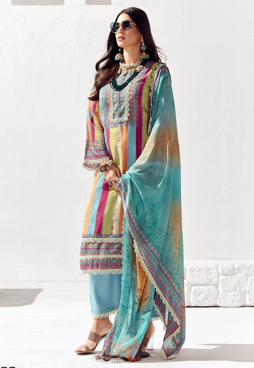 Sky Blue Cotton Pakistani Suit 285699