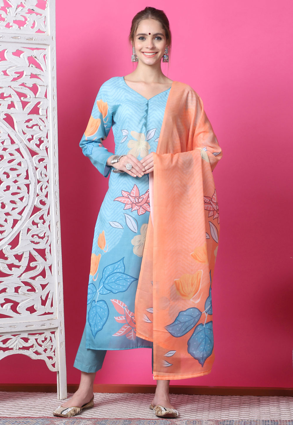Sky Blue Cotton Pant Style Suit 310091
