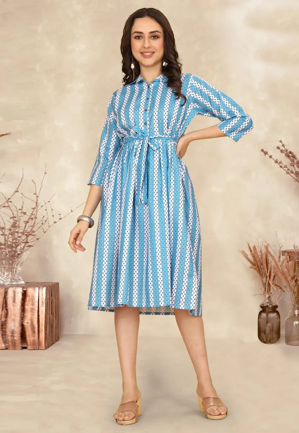 Sky Blue Cotton Printed Tunic 304370