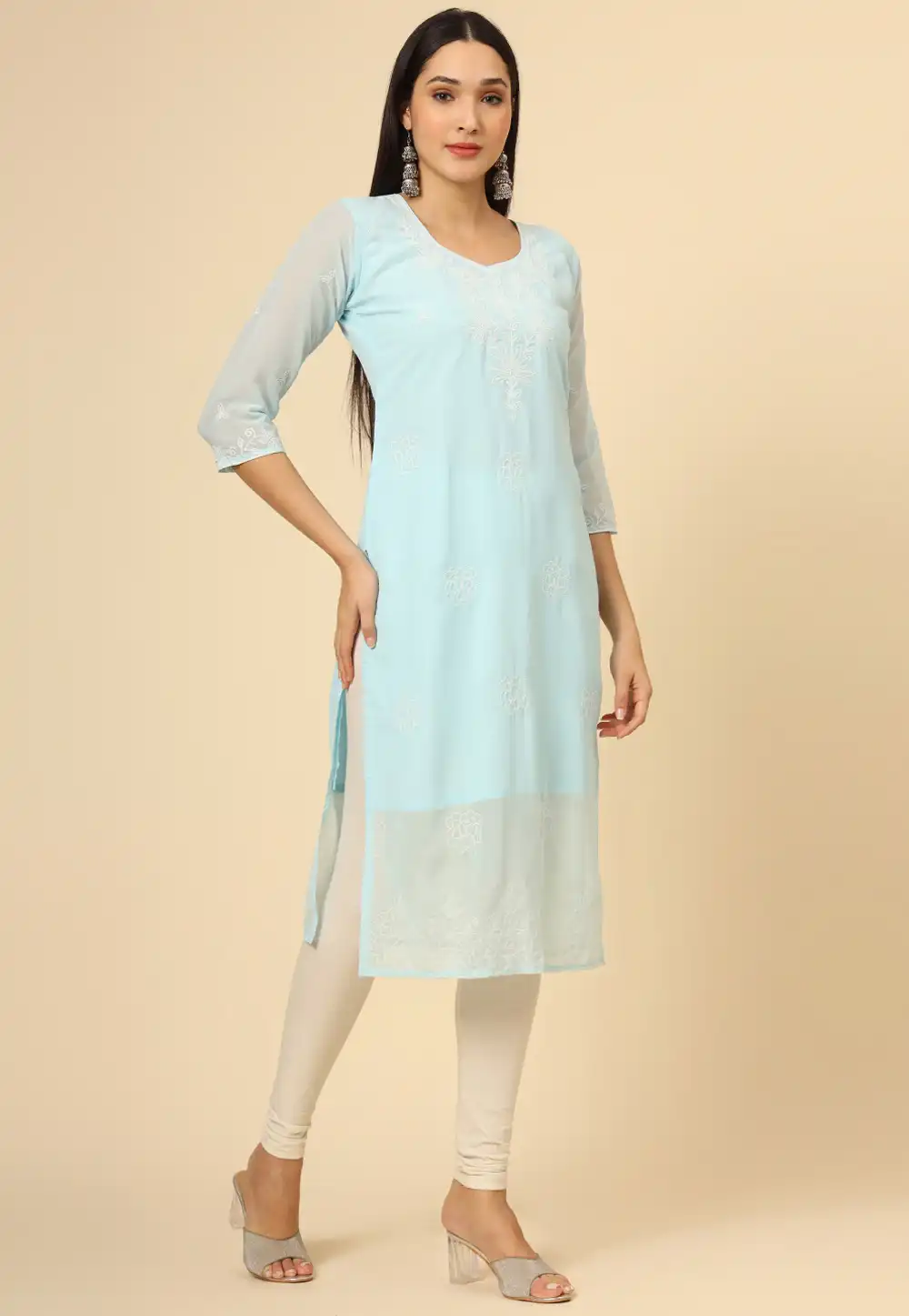 Sky Blue Georgette Tunic 291544