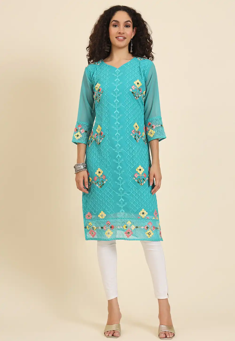 Sky Blue Georgette Tunic 293029