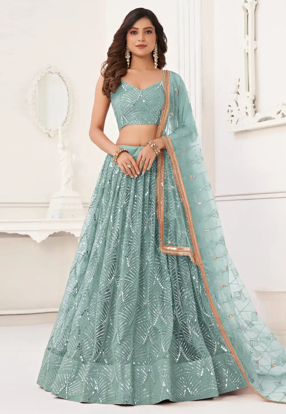 Light blue lehenga choli best sale