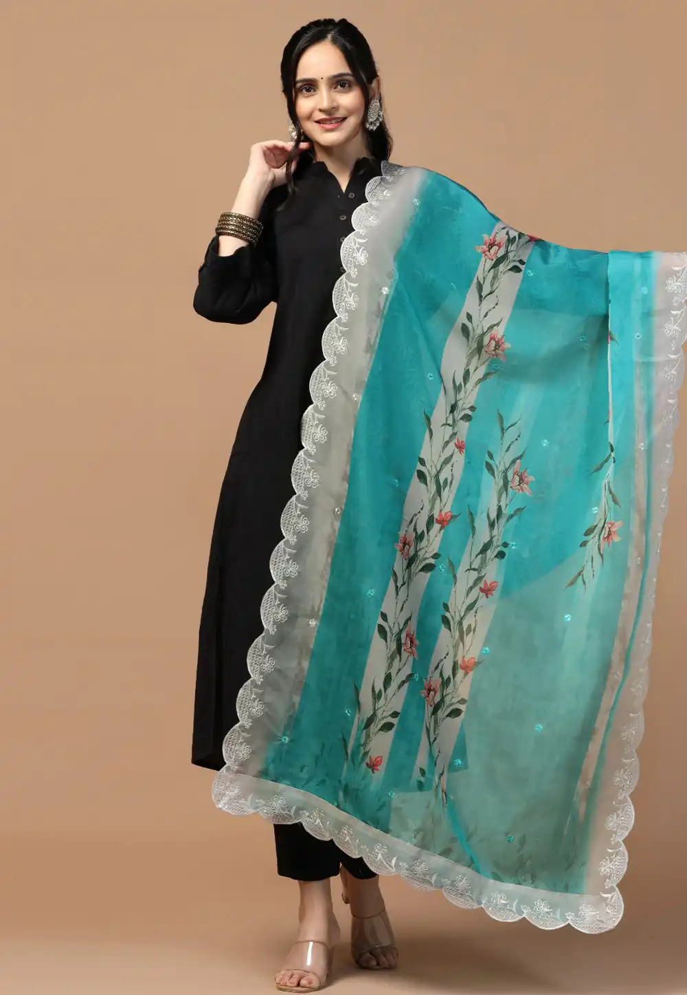 Sky Blue Organza Dupatta 291721