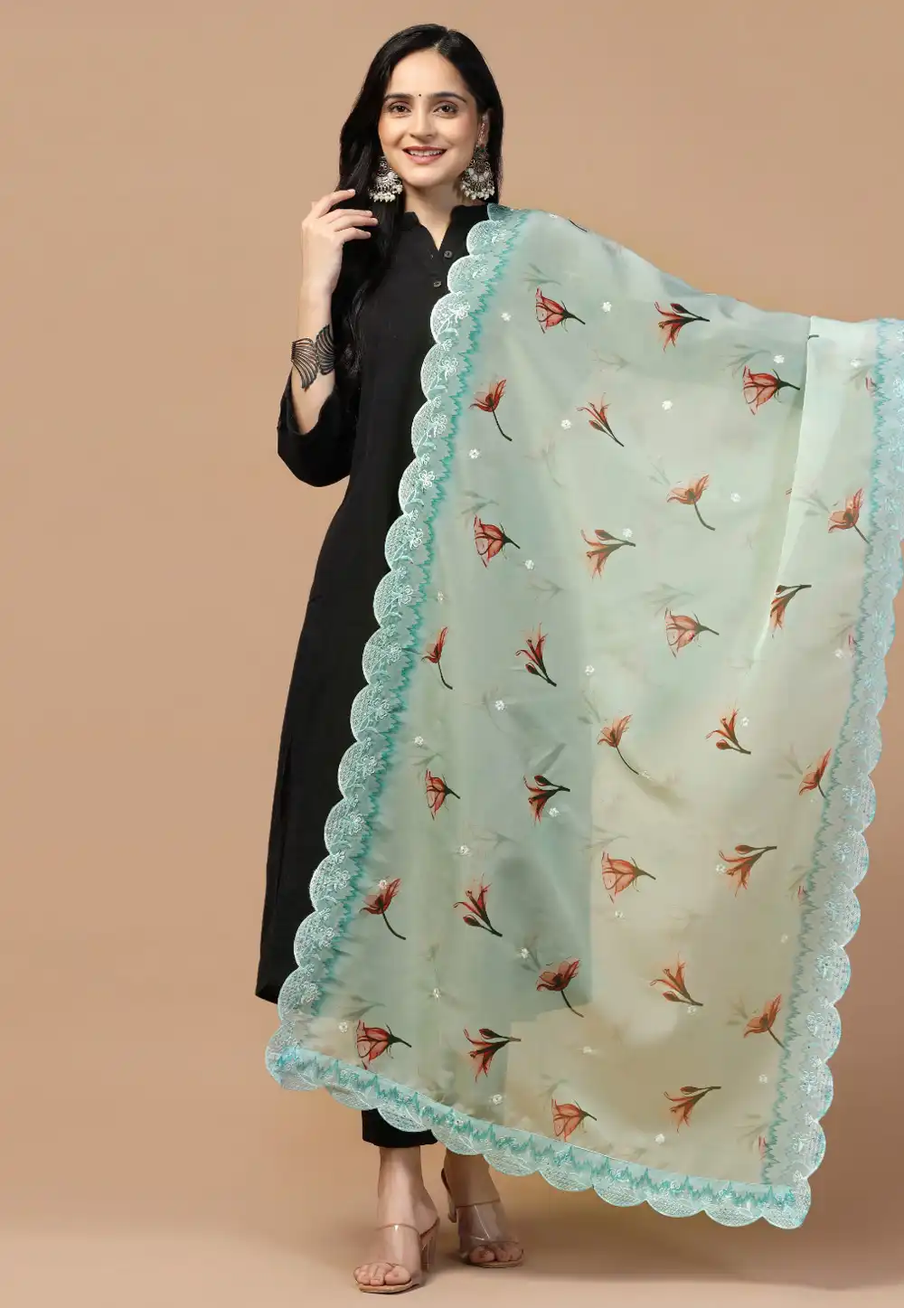 Sky Blue Organza Dupatta 291731