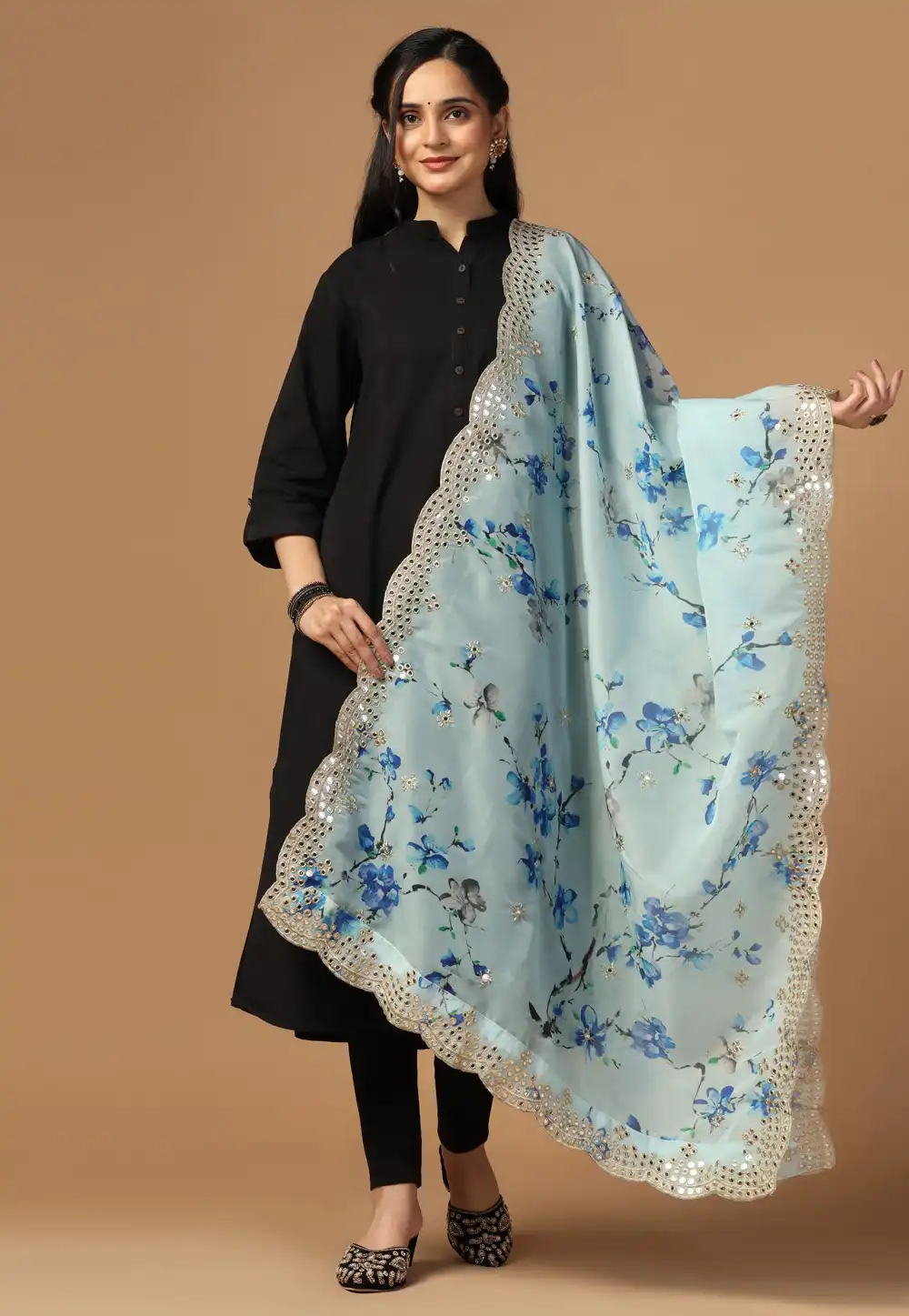 Sky Blue Organza Dupatta 292185