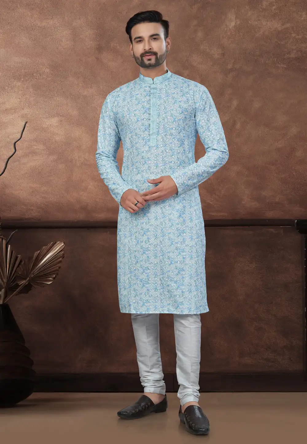 Sky Blue Rayon Kurta Pajama 294617