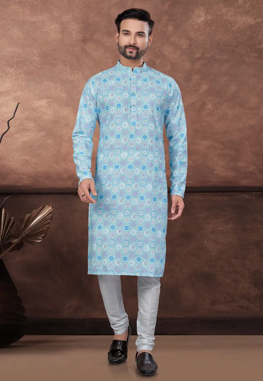 Sky Blue Rayon Kurta Pajama 294623