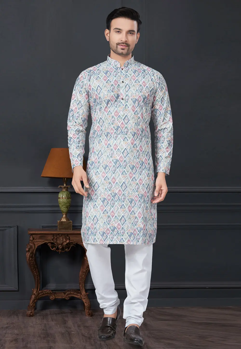 Sky Blue Rayon Kurta Pajama 296612