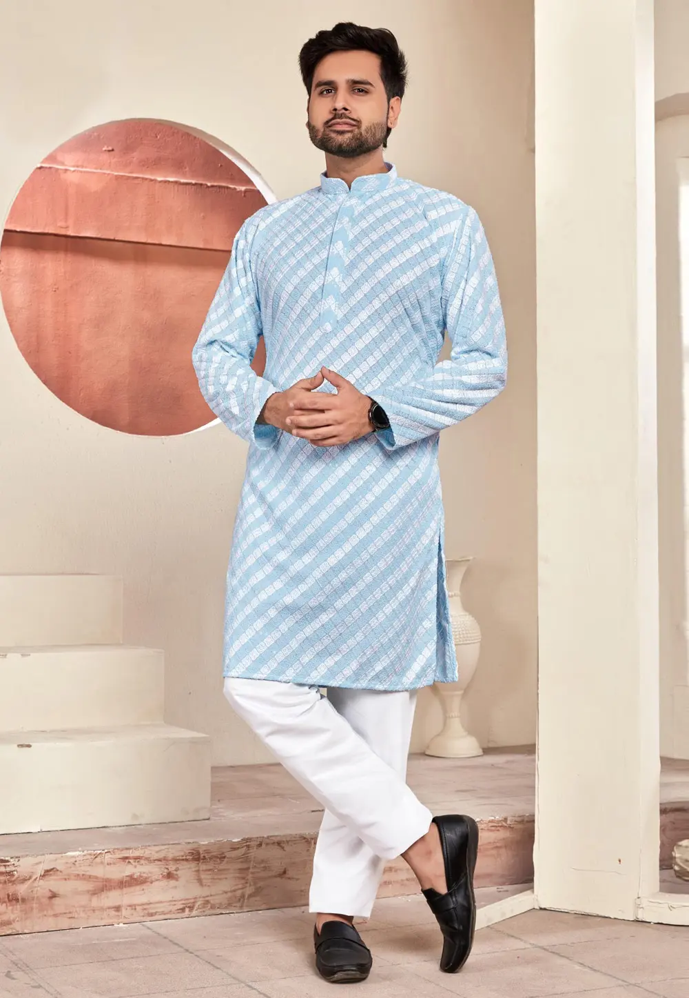 Sky Blue Rayon Kurta Pajama 300447