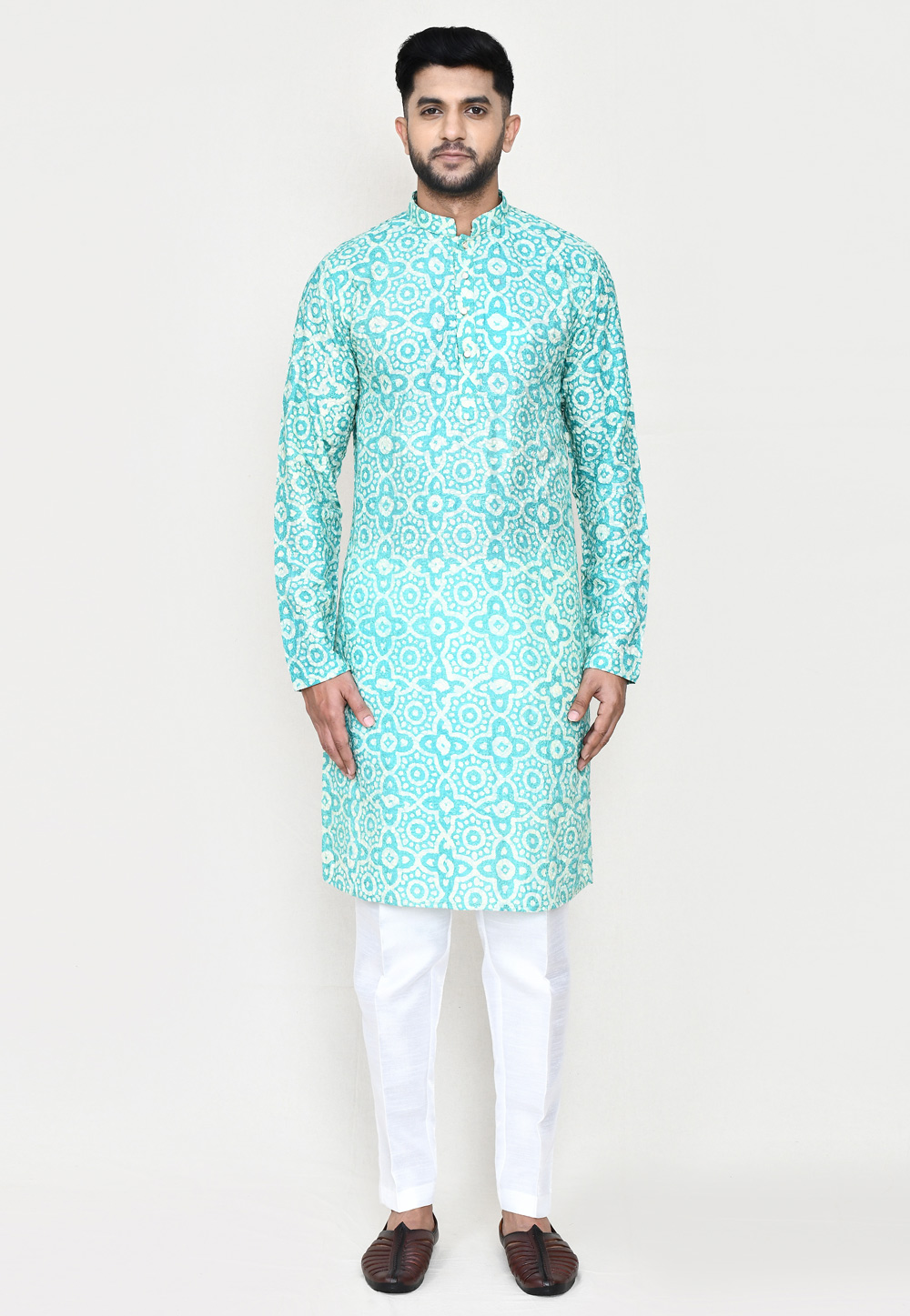 Sky Blue Rayon Kurta Pajama 306087