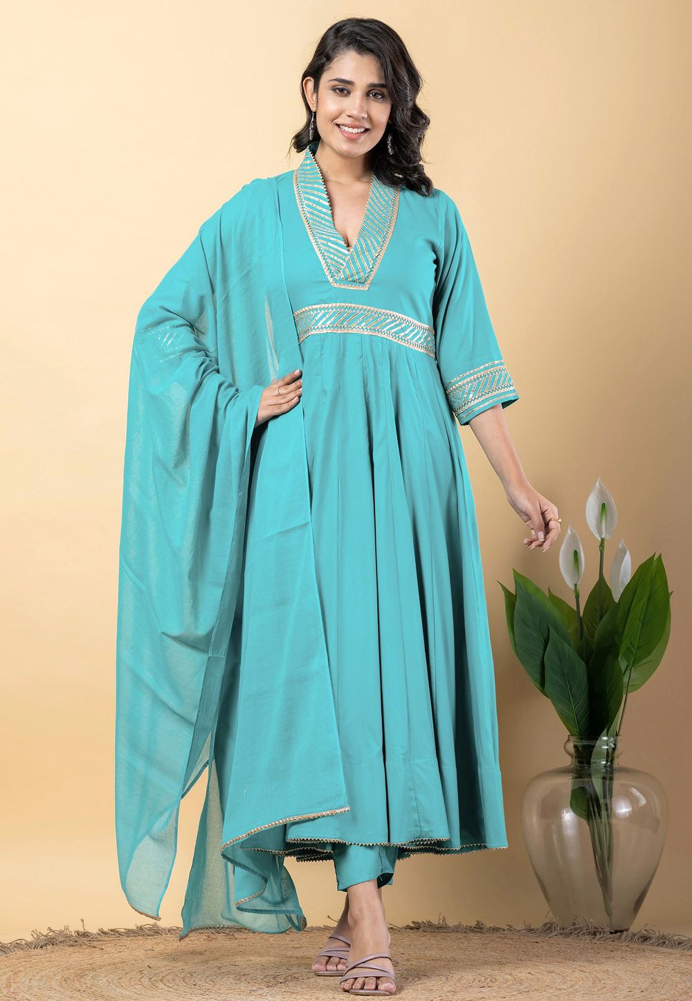 Sky Blue Rayon Readymade Pant Style Suit 306198