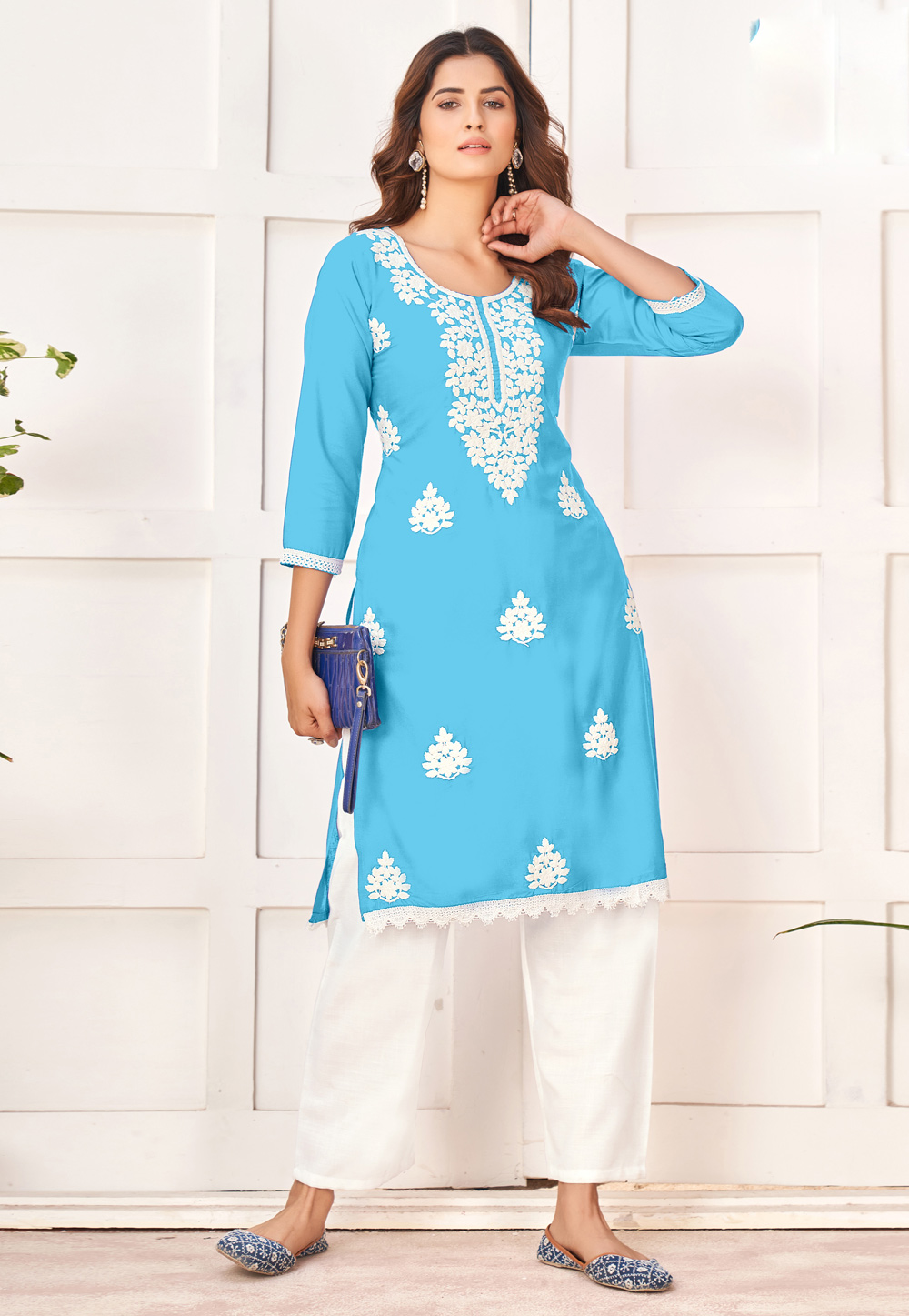 Sky Blue Rayon Tunic 284659