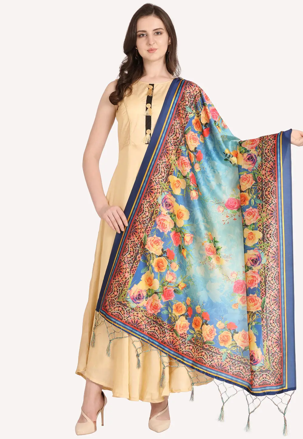 Sky Blue Silk Dupatta 296508